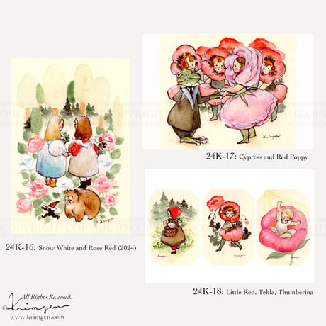 24K-17: Cypress and Red Poppy postcard（ひのきとひなげしポストカード）