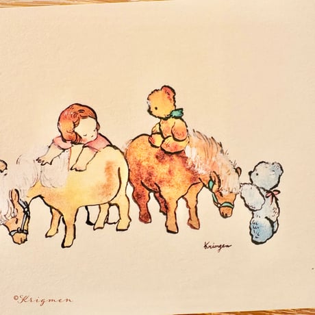 25K-32: "Miniature Horses and Children" postcard