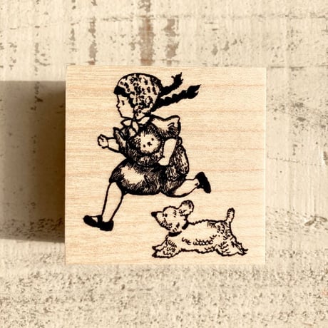 Running Girl and Puppy ハンコ (No.117)