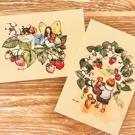 24K-14 Fairies on Strawberry Leaves