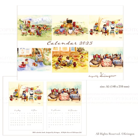 2025年カレンダ- A5サイズ (Calendar 2025, A5 size)
