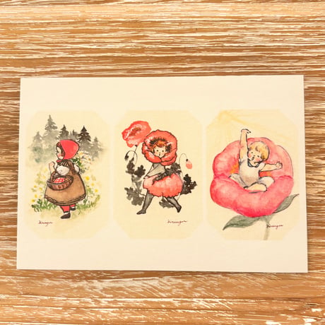 24K-18: Little Red, Tekla, Thumbelina postcard