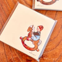 "Girl on Rocking Horse"  square memo pad メモ帳