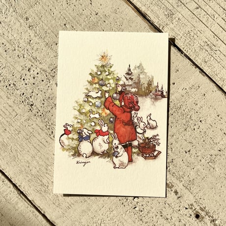 Christmas with Rabbits ポストカード
