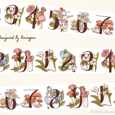 Flowers & Numbers マスキングテープ