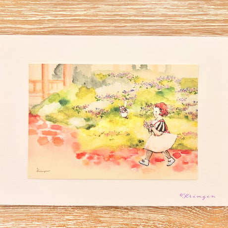 26K-19: "Walking to the house" postcard（「家へ歩く」ポストカード）