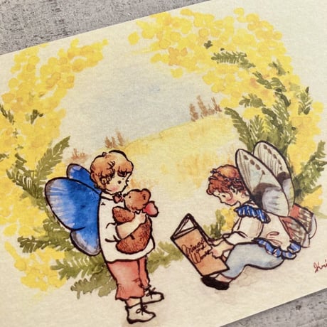 ミモザのある景色 (Scenery with mimosa postcard) ポストカード
