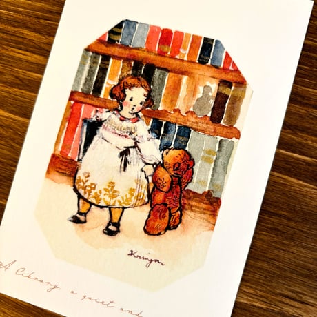 24K-28: "Library" postcard （図書室のポストカード）