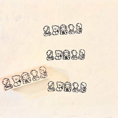 No. 265 "Children and Teddy Bears" rubber stamp （子供達とテディベアハンコ）