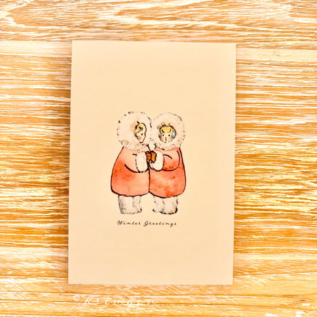 25K-39: "Winter Greetings (twin stars)" postcard