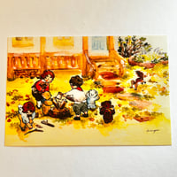 Three Kids chopping firewood ポストカード