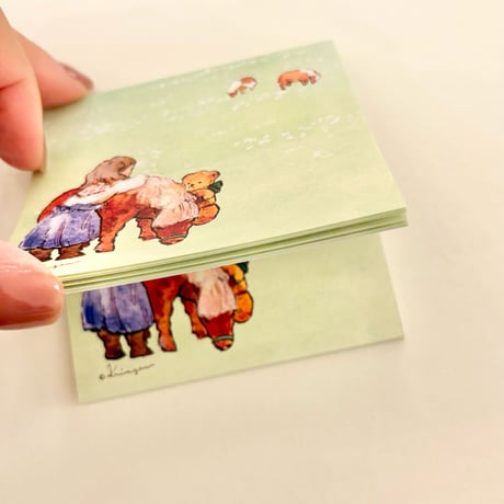 "Miniature Horses in Farm" memo pad  牧場のメモ帳