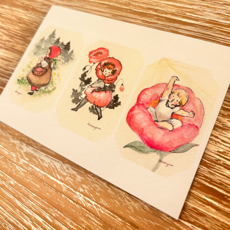 24K-18: Little Red, Tekla, Thumbelina postcard