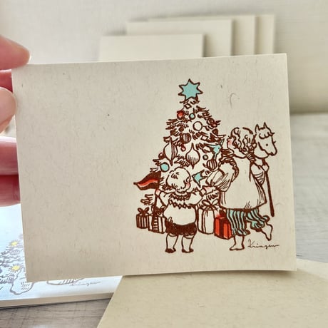 Christmas Tree and Children レトロメモ帳
