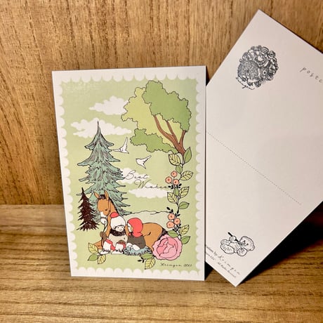 復刻版ポストカード "Two kids in the forest"