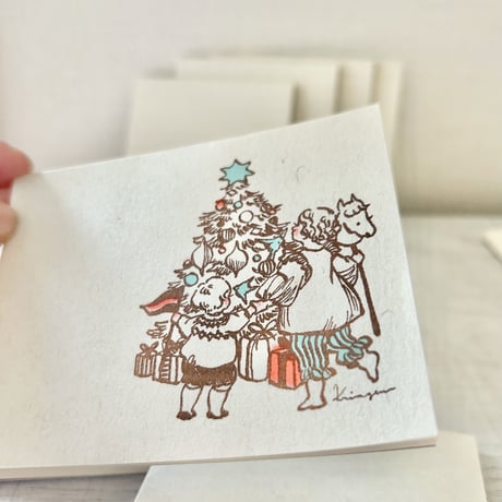 Christmas Tree and Children レトロメモ帳