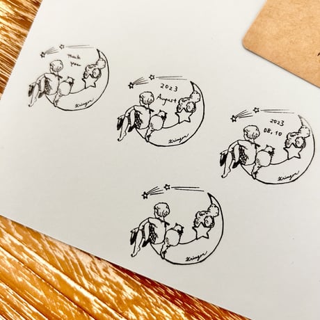 No.219: Moon and Star Frame Stamp （月と星のフレームハンコ）
