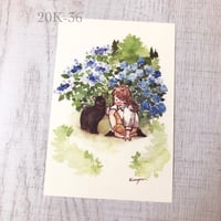 紫陽花と黒猫 ポストカード