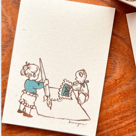 "Writing a Letter (Green)" memo pad