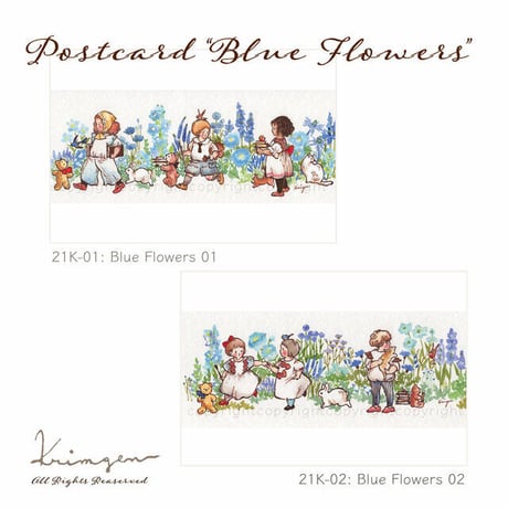 Blue Flowers ポストカード　2種類セット