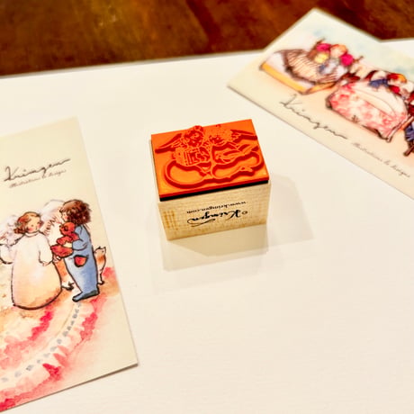 "Two Angels Reading Books” Stamp （No.228  本を読む二人の天使 ハンコ）