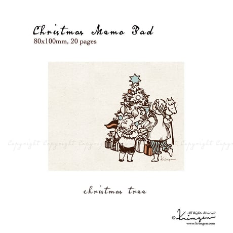 Christmas Tree and Children レトロメモ帳