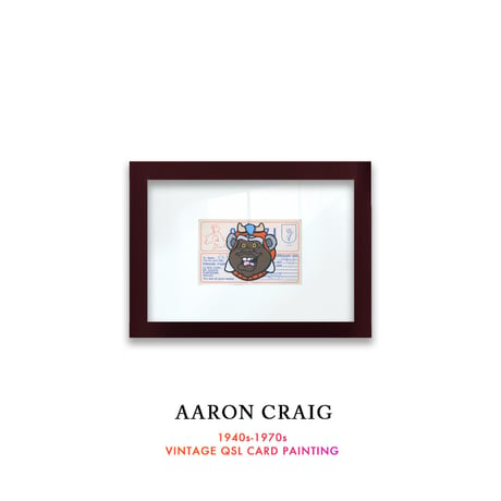 1点物 Aaron Craig  Vintage QSL card pop mash painting "FAT EWOK"