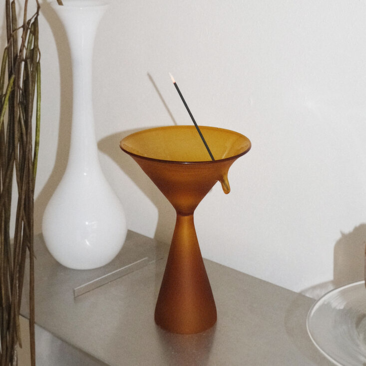 clear b Glass Incense Burner frosted amber インセン