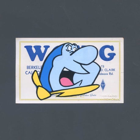 1点物  Aaron Craig  Vintage QSL card pop mash painting "The Great Shark Switch"