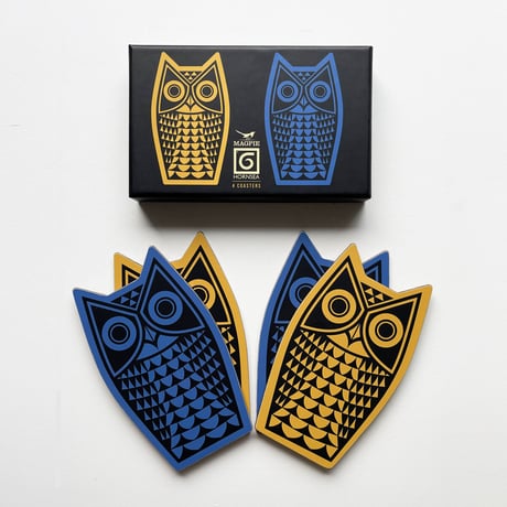 Magpie x Hornsea Owl Shaped Coasters - set of 4