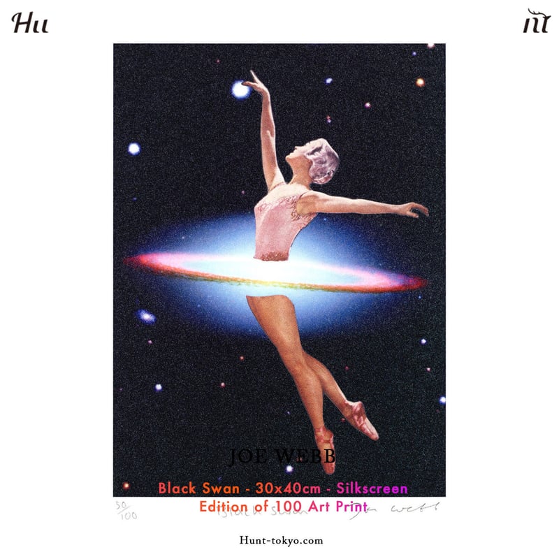 Black Swan - UV print with silkscreened glitter