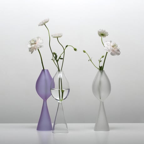 clear b Bud Vase Frosted Violet 花瓶 一輪挿し ガラス