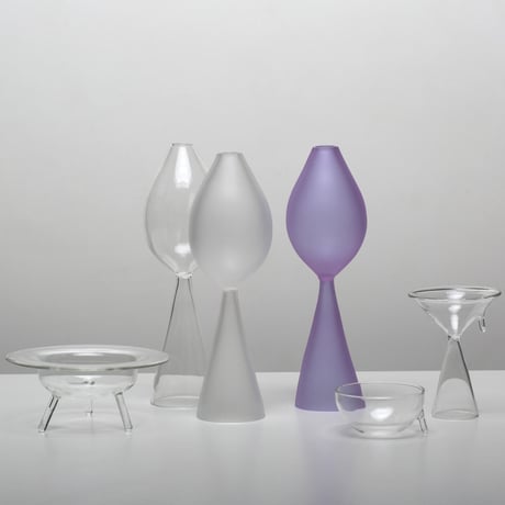 clear b Bud Vase Frosted Violet 花瓶 一輪挿し ガラス