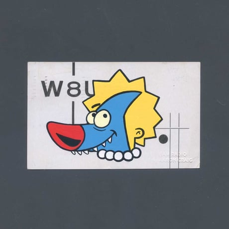1点物  Aaron Craig  Vintage QSL card pop mash painting "Sharky Loves Lisa"