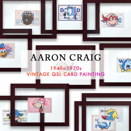 1点物  Aaron Craig  Vintage QSL card pop mash painting "Sharky Loves Lisa"
