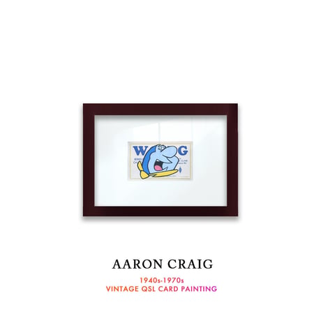 1点物  Aaron Craig  Vintage QSL card pop mash painting "The Great Shark Switch"