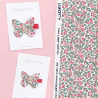 New!リバティ150th《Lサイズ》 butterfly clip  リバティ "Colleen's Orchard" Neon Coral 単品