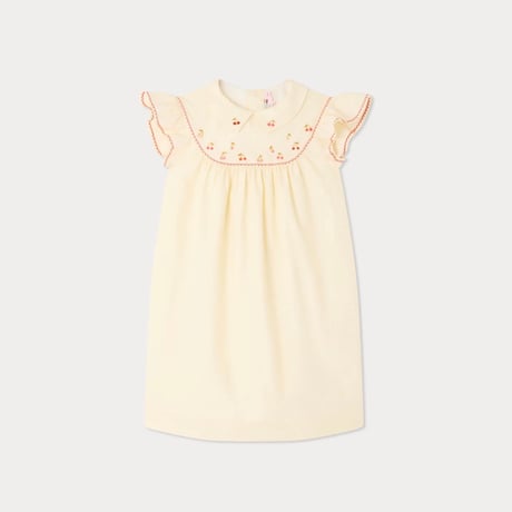 【国内定価53,900円】bonpoint  6A 8A コットンボイルドレス さくらんぼ刺繍ワンピース