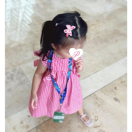 New!リバティ150th《Mサイズ》 butterfly clip  リバティ "Colleen's Orchard" Neon Coral 単品