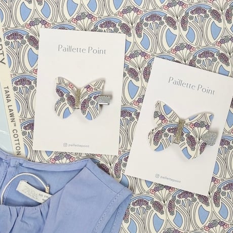 💠🇬🇧New! 《Sサイズ》 butterfly clip  Liberty 輸入リバティ "mauverina"  単品