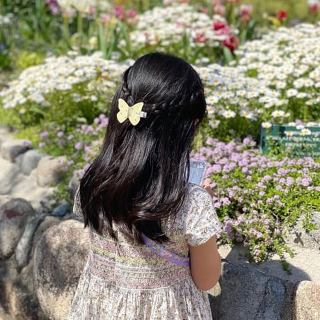 New!リバティ150th《Lサイズ》 butterfly clip  リバティ "Colleen's Orchard" Neon Coral 単品
