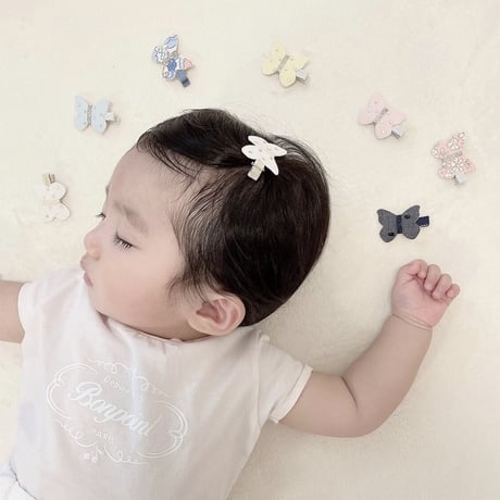 New!リバティ150th《Sサイズ》 butterfly clip  リバティ "Colleen's Orchard" Neon Coral 単品