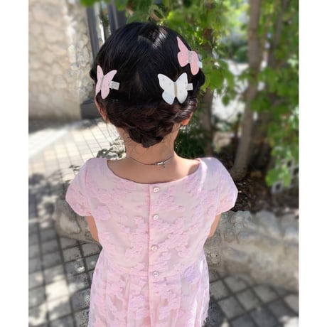 New!リバティ150th《Lサイズ》 butterfly clip  リバティ "Colleen's Orchard" Neon Coral 単品