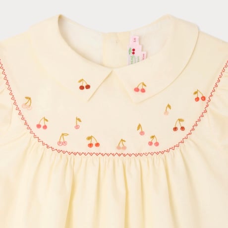 【国内定価53,900円】bonpoint  6A 8A コットンボイルドレス さくらんぼ刺繍ワンピース