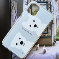 白ワンコ2人/クッションバンパーケース for iPhone