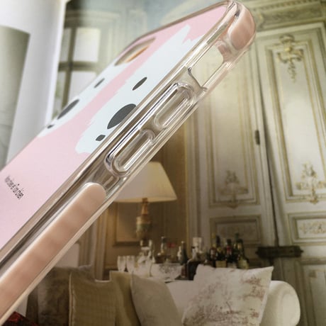 白ワンコ・PinkクッションバンパーケースPink-for iPhone