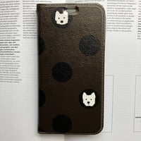 Bigドットシック白ワンコ ベルト無し 手帳型 for iPhone