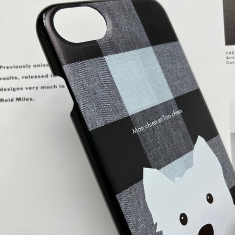 ギンガムチェック白わんこ スマホケースfor iPhone&Android