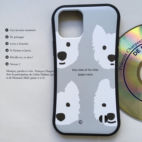 白ワンコグリップケース iPhone用