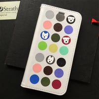 ドットデザイン ベルト無し手帳型 iPhone/ androidはカメラ穴無し